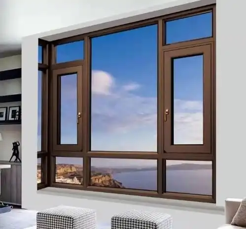 Grey soundproof aluminum window, transparent tempered glass window, tempered glass film fireproof window