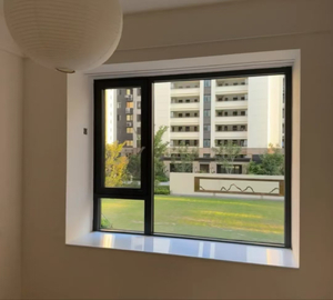 Grey soundproof aluminum window, transparent tempered glass window, tempered glass film fireproof window